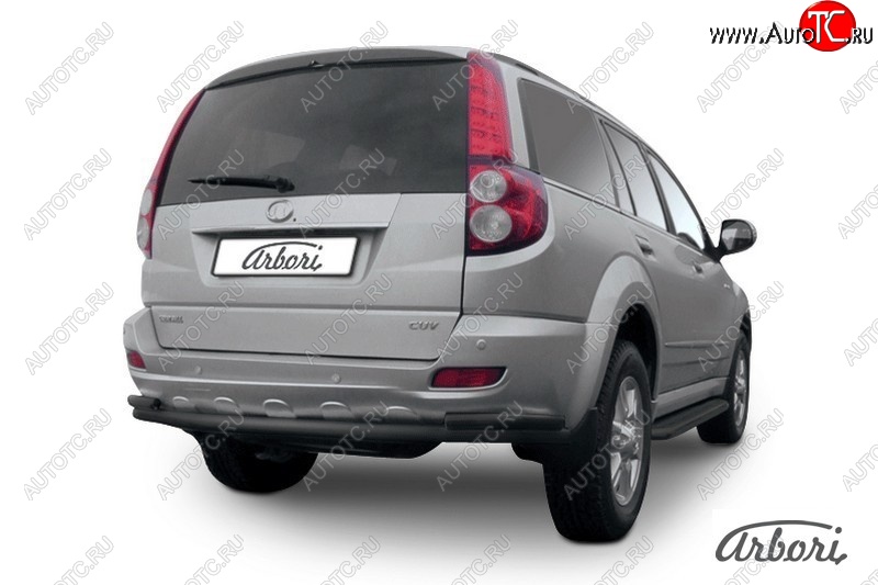 5 669 р. Защита заднего бампера Arbori (черная, 2 трубы d57 и 42 mm). Great Wall Hover H5 (2010-2017)  с доставкой в г. Пермь