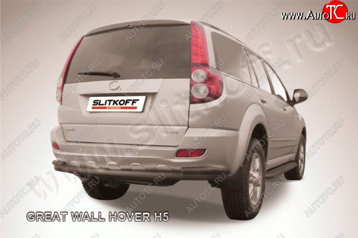 9 649 р. Защита заднего бампера из труб d57+d42 Slitkoff  Great Wall Hover H5 (2010-2017) (Цвет: серебристый)  с доставкой в г. Пермь
