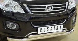 15 549 р. Защита переднего бампера (2 трубыØ76 и 75х42 мм, нержавейка) Russtal Great Wall Hover H6 (2012-2016)  с доставкой в г. Пермь. Увеличить фотографию 2
