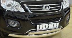 16 849 р. Защита переднего бампера (2 трубыØ75х42 мм, нержавейка) Russtal Great Wall Hover H6 (2012-2016)  с доставкой в г. Пермь. Увеличить фотографию 2