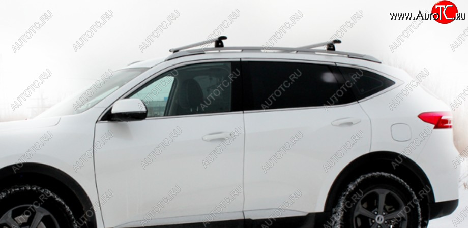 11 849 р. Рейлинги крыши АПС  Haval F7 (2018-2024)  дорестайлинг, рестайлинг (Серебристые, c серыми поперечинами, L1300)  с доставкой в г. Пермь