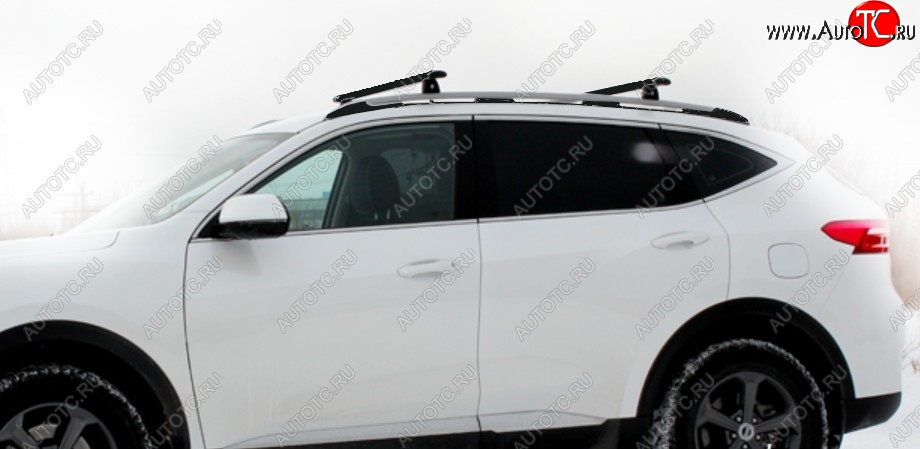 14 539 р. Рейлинги крыши АПС  Haval F7 (2018-2024)  дорестайлинг, рестайлинг (Черно-серебристые, поперечины черные, L1300)  с доставкой в г. Пермь