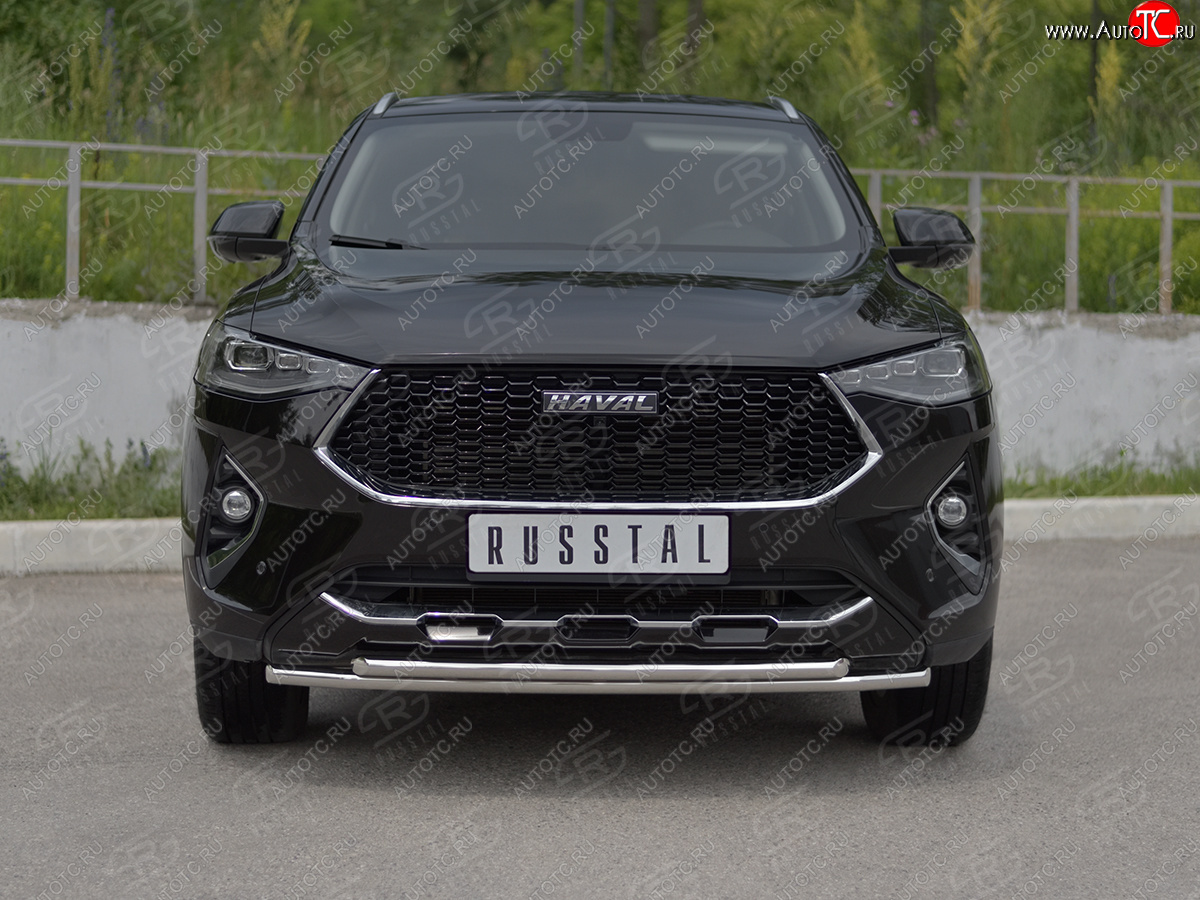 13 999 р. Защита переднего бампера (Ø42 мм, нержавейка, 4WD) SLITKOFF  Haval F7x (2019-2022) дорестайлинг (полированная нержавейка)  с доставкой в г. Пермь