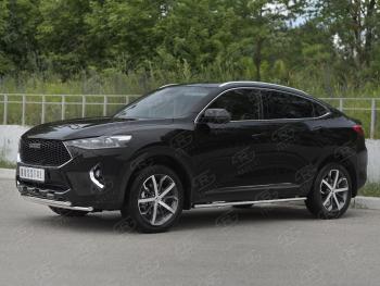 13 999 р. Защита переднего бампера (Ø42 мм, нержавейка, 4WD) SLITKOFF  Haval F7x (2019-2022) дорестайлинг (полированная нержавейка)  с доставкой в г. Пермь. Увеличить фотографию 3