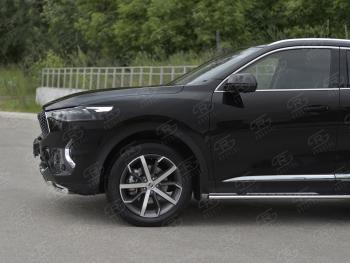 13 999 р. Защита переднего бампера (Ø42 мм, нержавейка, 4WD) SLITKOFF  Haval F7x (2019-2022) дорестайлинг (полированная нержавейка)  с доставкой в г. Пермь. Увеличить фотографию 4