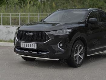 11 199 р. Защита переднего бампера (Ø42 мм, нержавейка, 4WD) SLITKOFF  Haval F7x (2019-2022) дорестайлинг  с доставкой в г. Пермь. Увеличить фотографию 2
