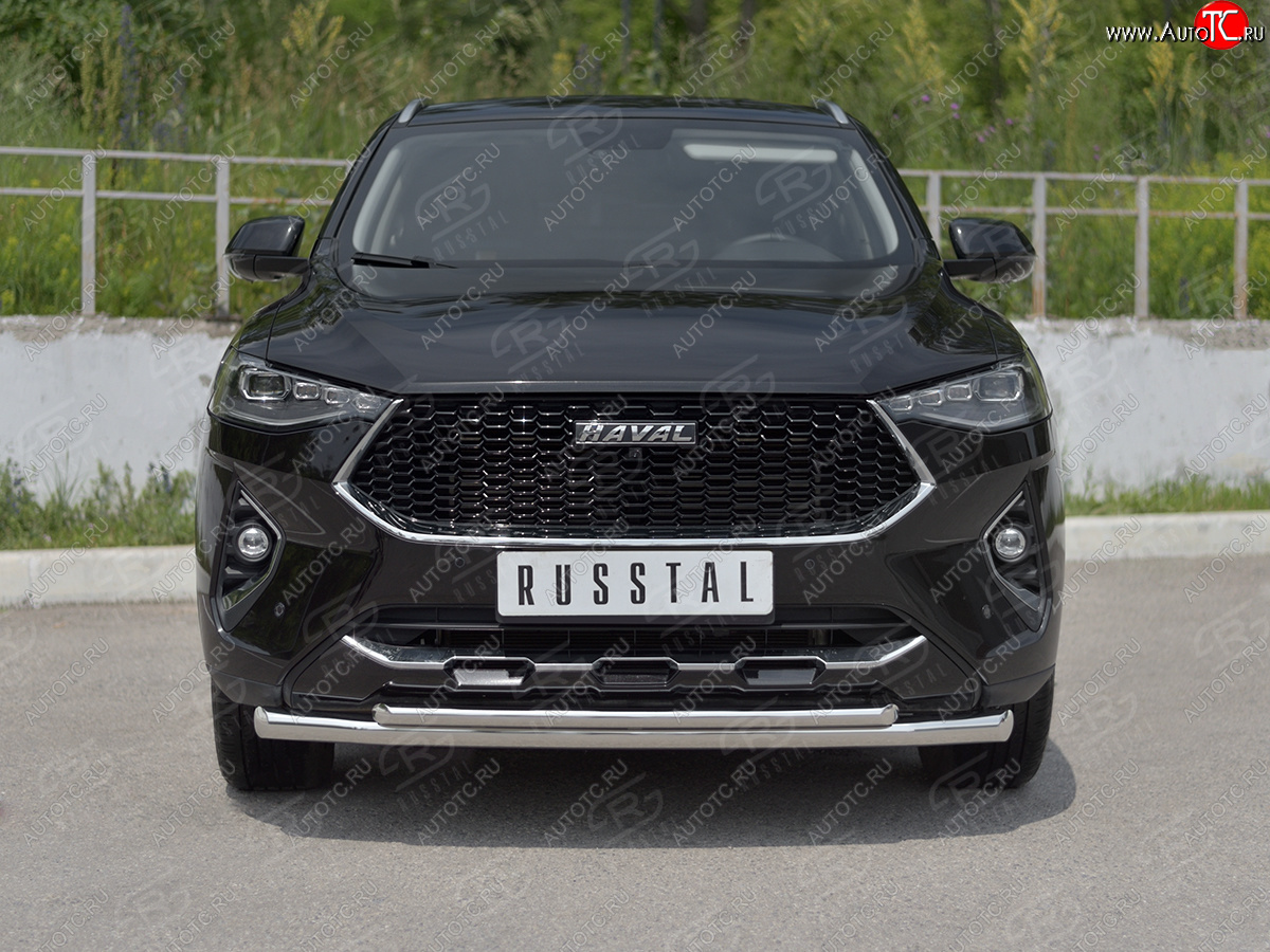 14 999 р. Защита переднего бампера (Ø63 мм секции, нержавейка, 1.5 4WD) SLITKOFF Haval F7x дорестайлинг (2019-2022)  с доставкой в г. Пермь