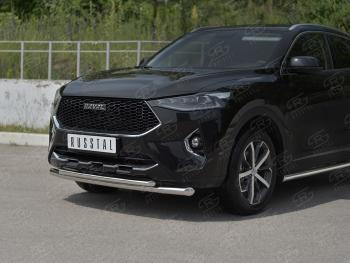14 999 р. Защита переднего бампера (Ø63 мм секции, нержавейка, 1.5 4WD) SLITKOFF Haval F7x дорестайлинг (2019-2022)  с доставкой в г. Пермь. Увеличить фотографию 2