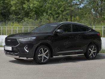 14 999 р. Защита переднего бампера (Ø63 мм секции, нержавейка, 1.5 4WD) SLITKOFF Haval F7x дорестайлинг (2019-2022)  с доставкой в г. Пермь. Увеличить фотографию 3