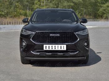 9 999 р. Защита переднего бампера (1.5 4WD Ø57 мм) SLITKOFF Haval F7x дорестайлинг (2019-2022) (нержавейка с полимерным покрытием, черный)  с доставкой в г. Пермь. Увеличить фотографию 4