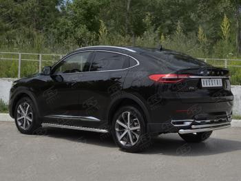 13 999 р. Защита заднего бампера (2 трубы Ø63 и 42 мм, нержавейка) SLITKOFF  Haval F7x (2019-2022) дорестайлинг  с доставкой в г. Пермь. Увеличить фотографию 3