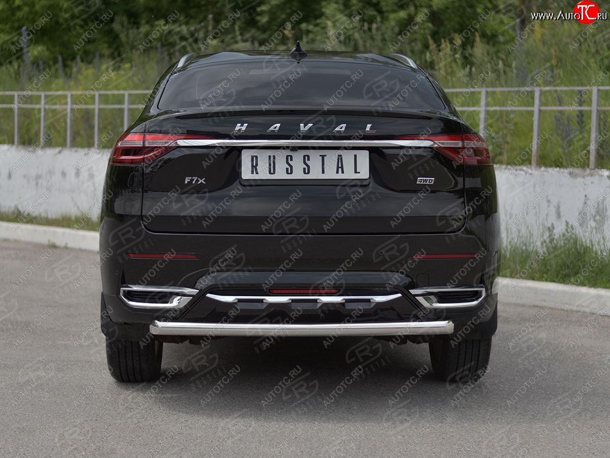 12 949 р. Защита заднего бампера (Ø63 мм, нержавейка) SLITKOFF  Haval F7x (2019-2022) дорестайлинг  с доставкой в г. Пермь