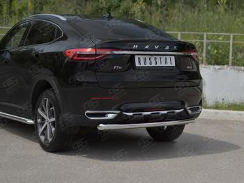 12 949 р. Защита заднего бампера (Ø63 мм, нержавейка) SLITKOFF  Haval F7x (2019-2022) дорестайлинг  с доставкой в г. Пермь. Увеличить фотографию 2