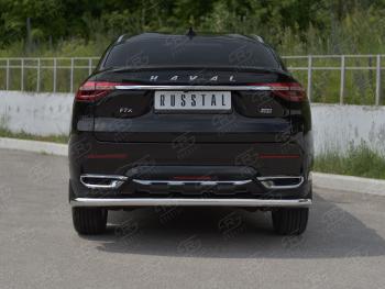 Защита заднего бампера (Ø63 мм, нержавейка) SLITKOFF Haval F7x (2019-2022) дорестайлинг