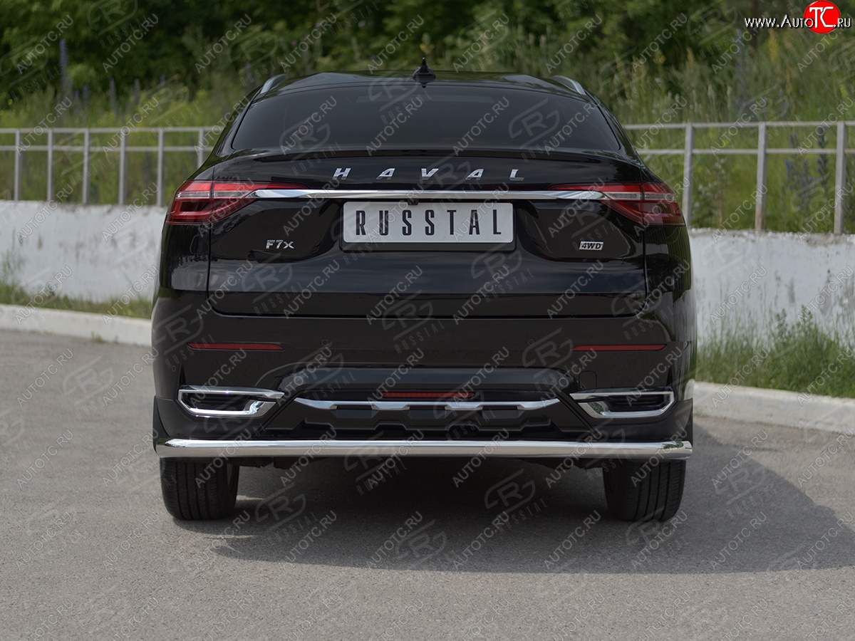 12 849 р. Защита заднего бампера (Ø63 мм, нержавейка) SLITKOFF  Haval F7x (2019-2022) дорестайлинг  с доставкой в г. Пермь