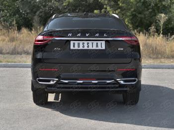 12 349 р. Защита заднего бампера (1.5 4WD Ø57 дуга/Ø42 дуга)  Haval F7x (2019-2022) дорестайлинг (нержавейка с полимерным покрытием, черный)  с доставкой в г. Пермь. Увеличить фотографию 2