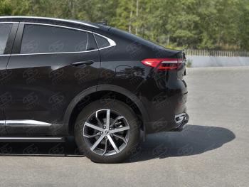 12 349 р. Защита заднего бампера (1.5 4WD Ø57 дуга/Ø42 дуга)  Haval F7x (2019-2022) дорестайлинг (нержавейка с полимерным покрытием, черный)  с доставкой в г. Пермь. Увеличить фотографию 3