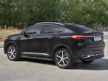 12 349 р. Защита заднего бампера (1.5 4WD Ø57 дуга/Ø42 дуга)  Haval F7x (2019-2022) дорестайлинг (нержавейка с полимерным покрытием, черный)  с доставкой в г. Пермь. Увеличить фотографию 4