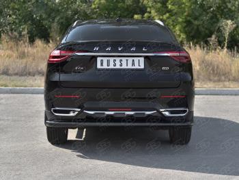 9 399 р. Защита заднего бампера (1.5 4WD Ø57 мм) SLITKOFF Haval F7x дорестайлинг (2019-2022) (нержавейка с полимерным покрытием, черный)  с доставкой в г. Пермь. Увеличить фотографию 2