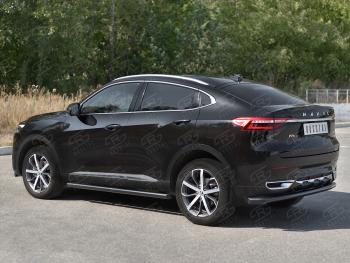 9 399 р. Защита заднего бампера (1.5 4WD Ø57 мм) SLITKOFF Haval F7x дорестайлинг (2019-2022) (нержавейка с полимерным покрытием, черный)  с доставкой в г. Пермь. Увеличить фотографию 3