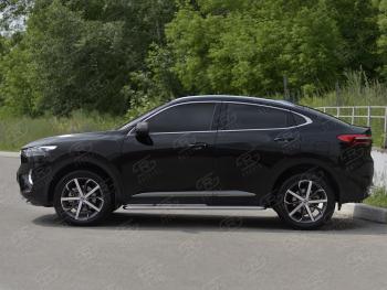 31 849 р. Порожки для ног SLITKOFF (Ø42 мм)  Haval F7x (2019-2022) дорестайлинг (профиль - нержавейка, лист - нержавейка)  с доставкой в г. Пермь. Увеличить фотографию 3