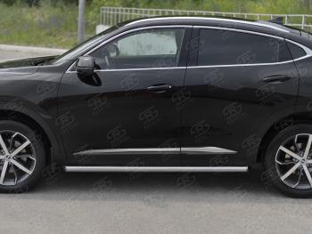 16 949 р. Защита порогов (Ø63 мм) SLITKOFF Haval F7x дорестайлинг (2019-2022) (полированная нержавейка, торцы 45°)  с доставкой в г. Пермь. Увеличить фотографию 2