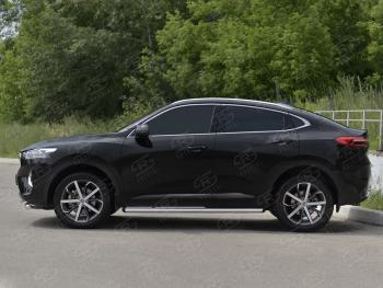 16 949 р. Защита порогов (Ø63 мм) SLITKOFF Haval F7x дорестайлинг (2019-2022) (полированная нержавейка, торцы 45°)  с доставкой в г. Пермь. Увеличить фотографию 3