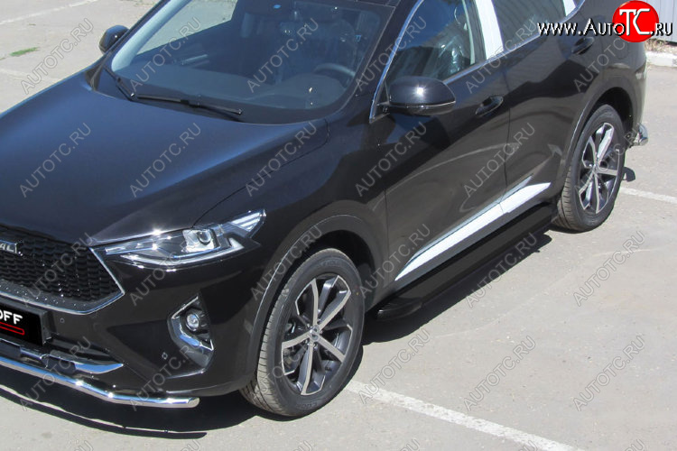 13 349 р. Пороги алюминиевые Slitkoff Optima  Haval F7 - F7x (Black )  с доставкой в г. Пермь