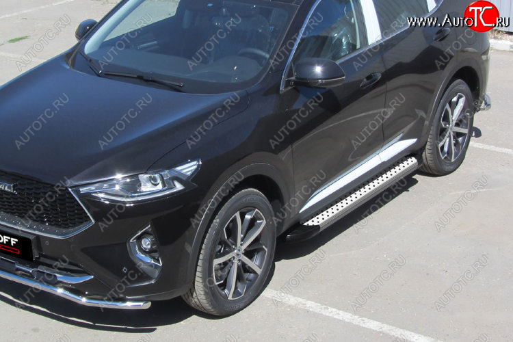 17 399 р. Пороги алюминиевые Slitkoff Standart Haval F7x дорестайлинг (2019-2022) (Silver)  с доставкой в г. Пермь