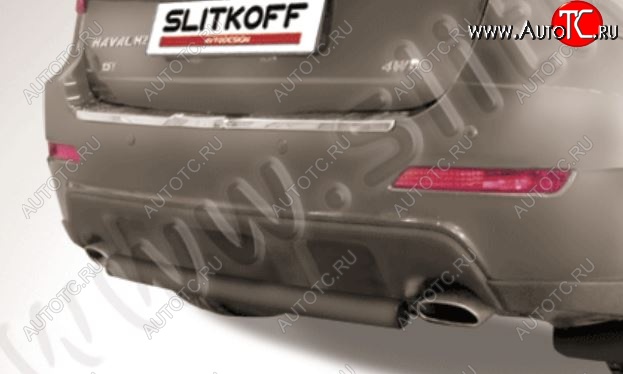 5 999 р. Защита заднего бампера Slitkoff (d57, короткая)  Haval H2 (2014-2021) (Сталь с полимерным покрытием. Цвет: чёрный)  с доставкой в г. Пермь