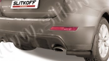 Защита заднего бампера Slitkoff (d57, уголки) Haval H2 (2014-2021) (Сталь с полимерным покрытием. Цвет: чёрный)