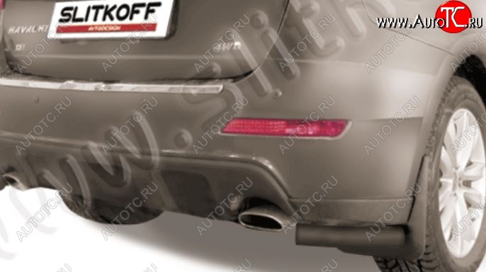 6 499 р. Защита заднего бампера Slitkoff (d57, уголки)  Haval H2 (2014-2021) (Сталь с полимерным покрытием. Цвет: чёрный)  с доставкой в г. Пермь