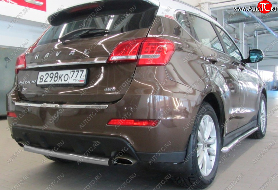 5 999 р. Защита заднего бампера Slitkoff (Ø 57, короткая)  Haval H2 (2014-2021) (Сталь с полимерным покрытием. Цвет: серебристый)  с доставкой в г. Пермь