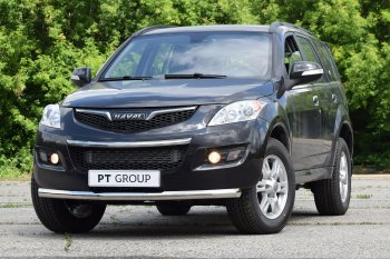 Защита переднего бампера Petroil Tuning (Ø63 мм) Haval H5 (2020-2023) рестайлинг (Нержавейка)