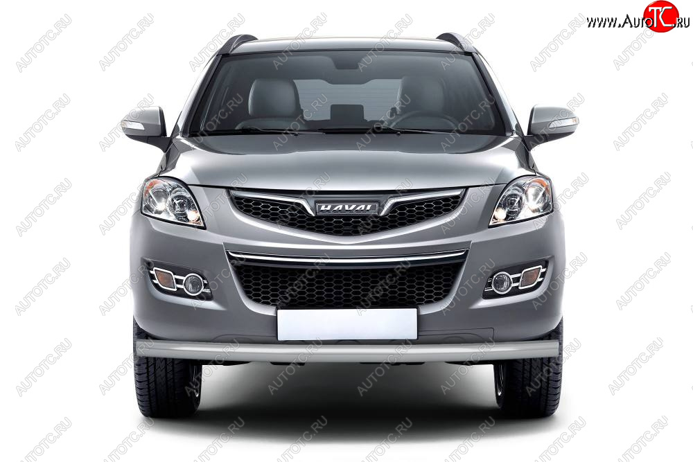 5 519 р. Защита переднего бампера Petroil Tuning (Ø63 мм)  Haval H5 (2020-2023) рестайлинг (Сталь с полимерным покрытием в цвет: серебристый ❞Искра❝)  с доставкой в г. Пермь