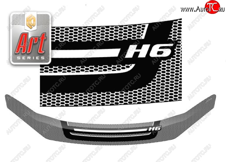 2 479 р. Дефлектор капота CA-Plastiс  Haval H6 (2016-2019) дорестайлинг (Шелкография Серия Art белая)  с доставкой в г. Пермь