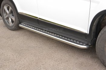 15 799 р. Порожки для ног из трубы Ø51 с алюминиевой площадкой Petroil Tuning  Haval H6 (2013-2020) (Нержавеющая полированная сталь)  с доставкой в г. Пермь. Увеличить фотографию 2