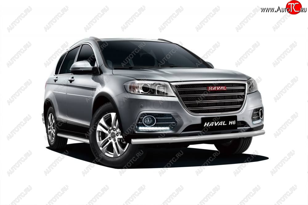 14 299 р. Защита переднего бампера одинарная из трубы d63 мм Petroil Tuning  Haval H6 (2013-2020) (Нержавеющая полированная сталь)  с доставкой в г. Пермь