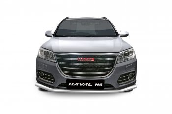 14 299 р. Защита переднего бампера одинарная из трубы d63 мм Petroil Tuning  Haval H6 (2013-2020) (Нержавеющая полированная сталь)  с доставкой в г. Пермь. Увеличить фотографию 2