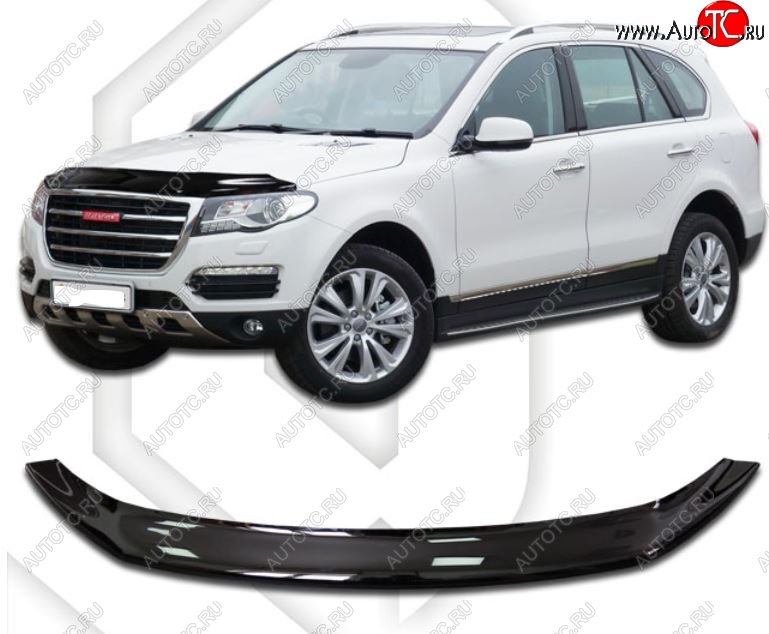 2 159 р. Дефлектор капота CA-Plastiс  Haval H8 (2015-2017) (Classic черный, Без надписи)  с доставкой в г. Пермь