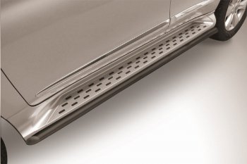 Защита штатного порога Slitkoff (Ø 42 мм) Haval H9 (2015-2017) дорестайлинг (Сталь с полимерным покрытием. Цвет: черный)