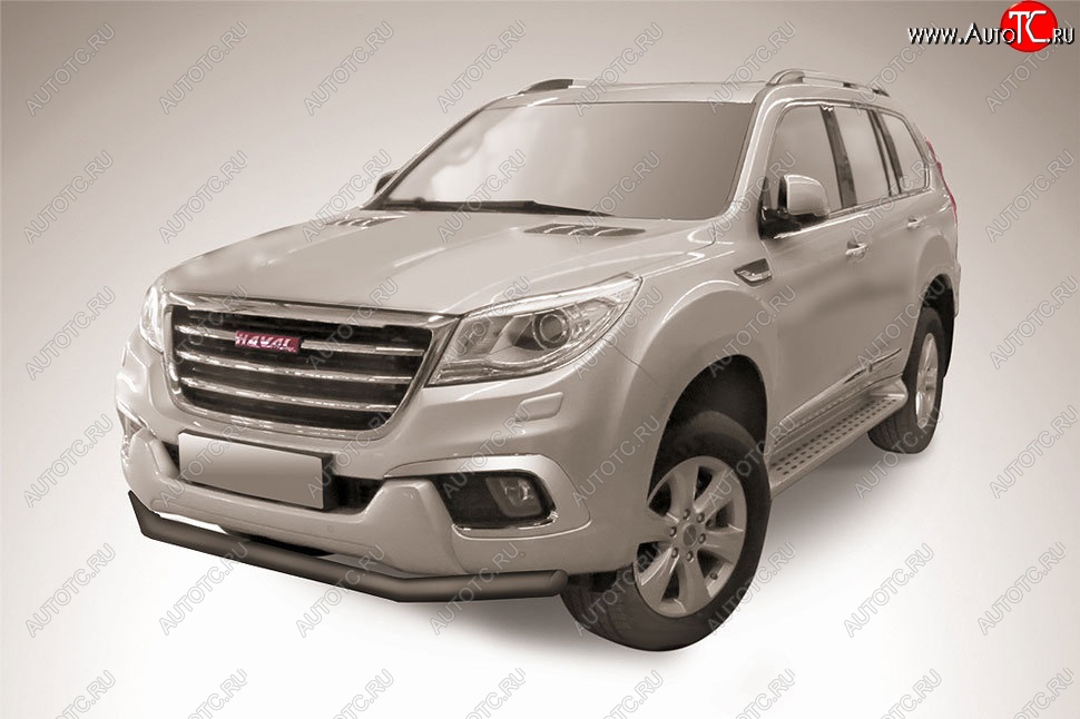 8 299 р. Защита переднего бампера Slitkoff (d57 мм)  Haval H9 (2017-2019) 1-ый рестайлинг (Сталь с полимерным покрытием. Цвет: чёрный)  с доставкой в г. Пермь