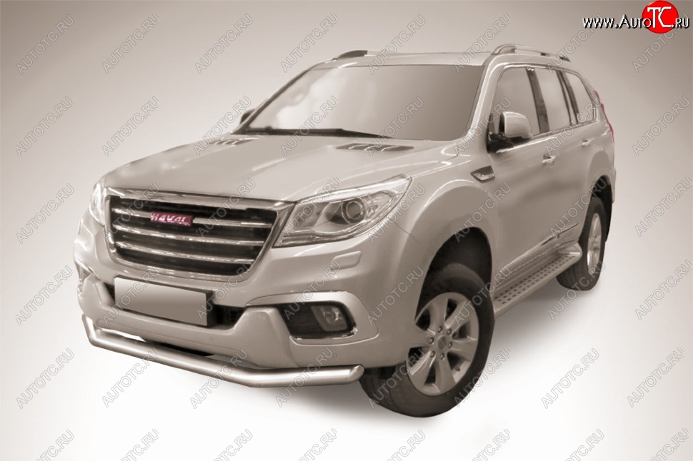 14 499 р. Защита переднего бампера Slitkoff (d76 мм)  Haval H9 (2017-2019) 1-ый рестайлинг (Нержавеющая сталь)  с доставкой в г. Пермь
