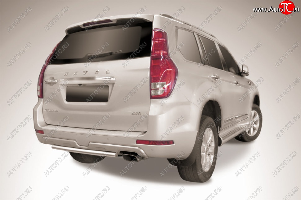 7 199 р. Защита заднего бампера Slitkoff (короткая, d57)  Haval H9 (2017-2019) 1-ый рестайлинг (Нержавейка, Полированная)  с доставкой в г. Пермь