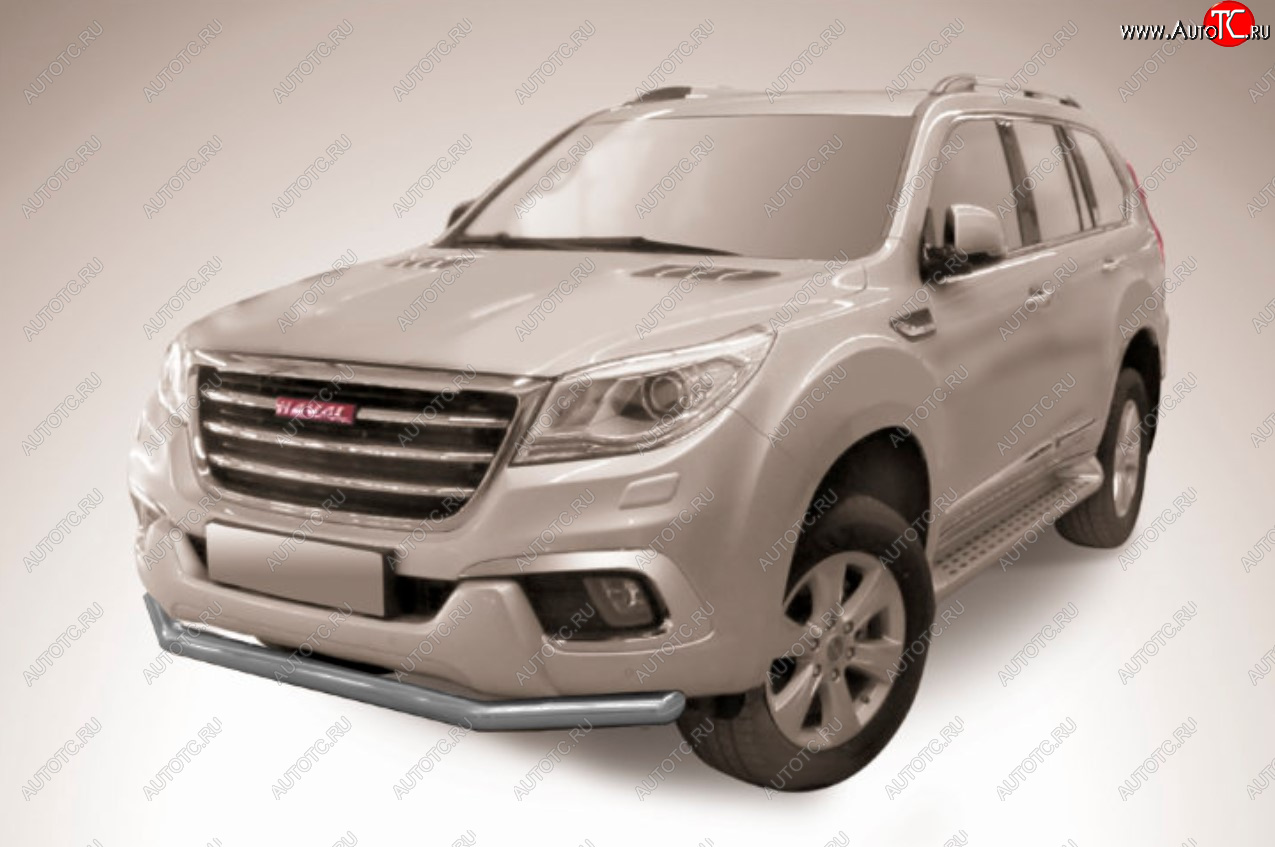 8 299 р. Защита переднего бампера Slitkoff (Ø 57 мм).  Haval H9 (2017-2019) 1-ый рестайлинг (Сталь с полимерным покрытием. Цвет: серебристый)  с доставкой в г. Пермь