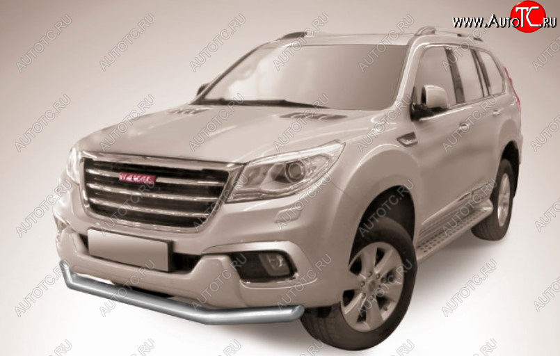 9 999 р. Защита переднего бампера Slitkoff (Ø 76 мм).  Haval H9 (2017-2019) 1-ый рестайлинг (Сталь с полимерным покрытием. Цвет: серебристый)  с доставкой в г. Пермь