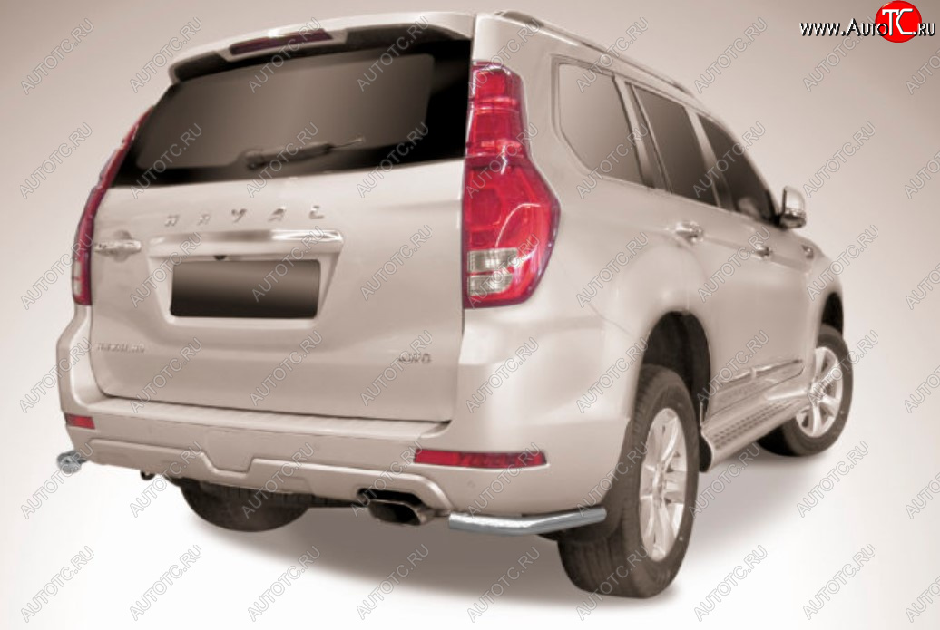 4 999 р. Защита заднего бампера Slitkoff (Ø 57 мм, уголки)  Haval H9 (2017-2019) 1-ый рестайлинг (Сталь с полимерным покрытием. Цвет: серебристый)  с доставкой в г. Пермь