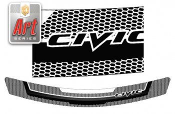 Дефлектор капота CA-Plastiс Honda Civic  FD (2005-2011) седан дорестайлинг, седан рестайлинг (Серия Art белая)
