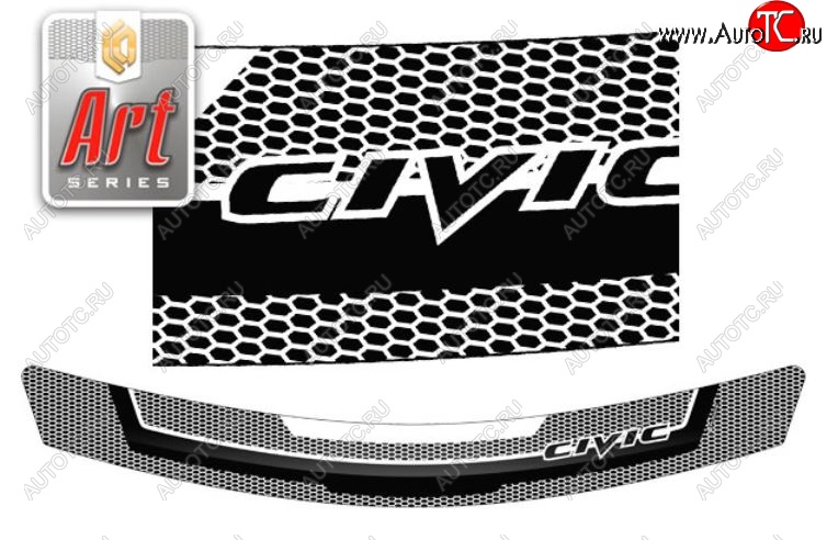 2 079 р. Дефлектор капота CA-Plastiс  Honda Civic  FD (2005-2011) седан дорестайлинг, седан рестайлинг (Серия Art белая)  с доставкой в г. Пермь