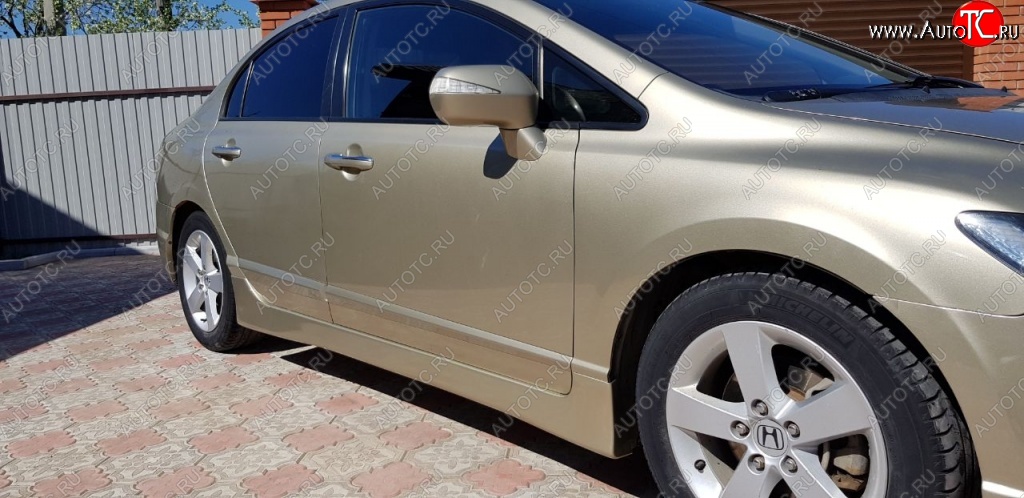 4 099 р. Пороги накладки CentreTuning Honda Civic FD седан дорестайлинг (2005-2008) (Неокрашенные)  с доставкой в г. Пермь